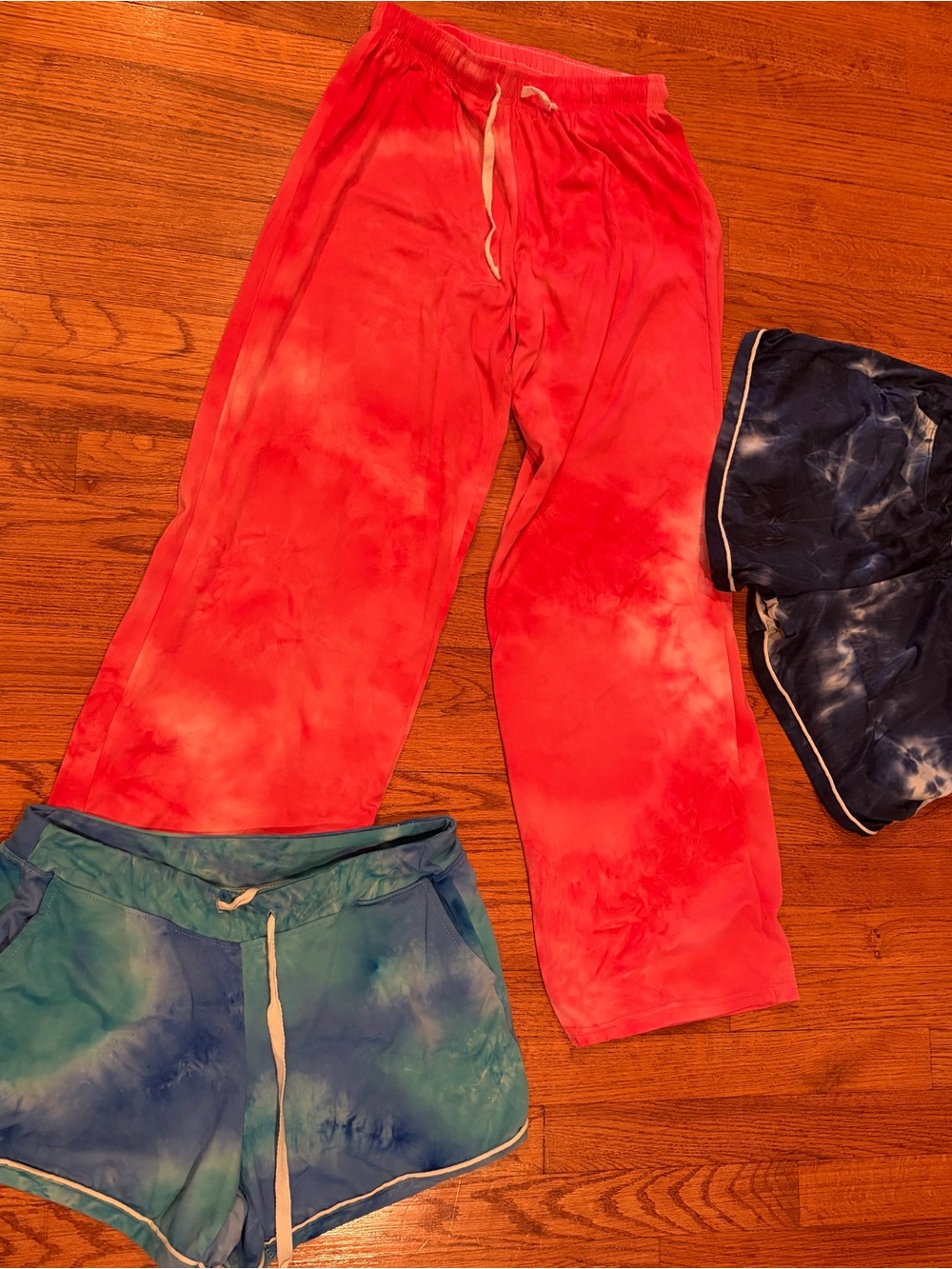 3 Piece Hello Mello Tie-Dye Lounge Pants and Shorts-Small/Medium
